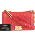 CHANEL Red Medium Lambskin Boy Flap Bag