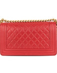 CHANEL Red Medium Lambskin Boy Flap Bag