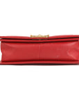 CHANEL Red Medium Lambskin Boy Flap Bag