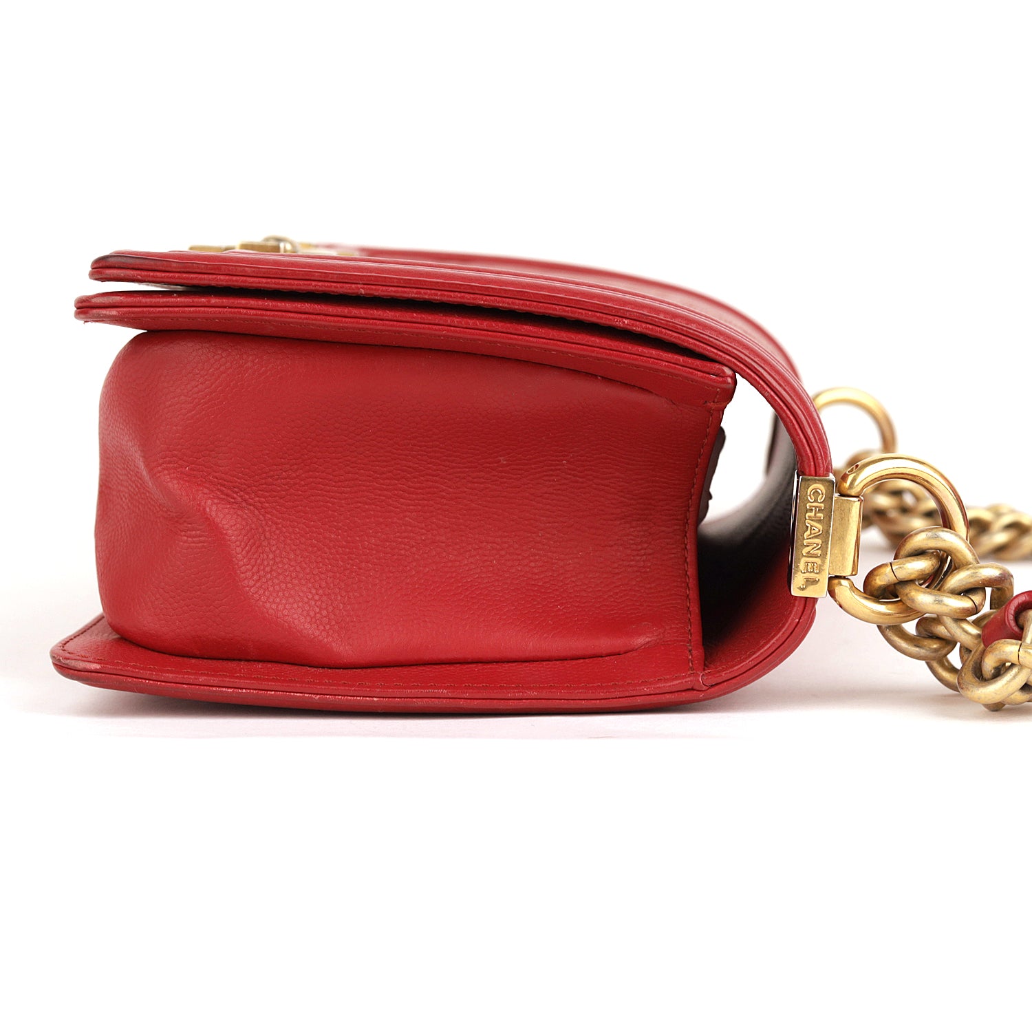 CHANEL Red Medium Lambskin Boy Flap Bag