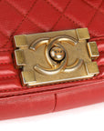 CHANEL Red Medium Lambskin Boy Flap Bag