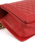 CHANEL Red Medium Lambskin Boy Flap Bag