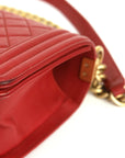 CHANEL Red Medium Lambskin Boy Flap Bag