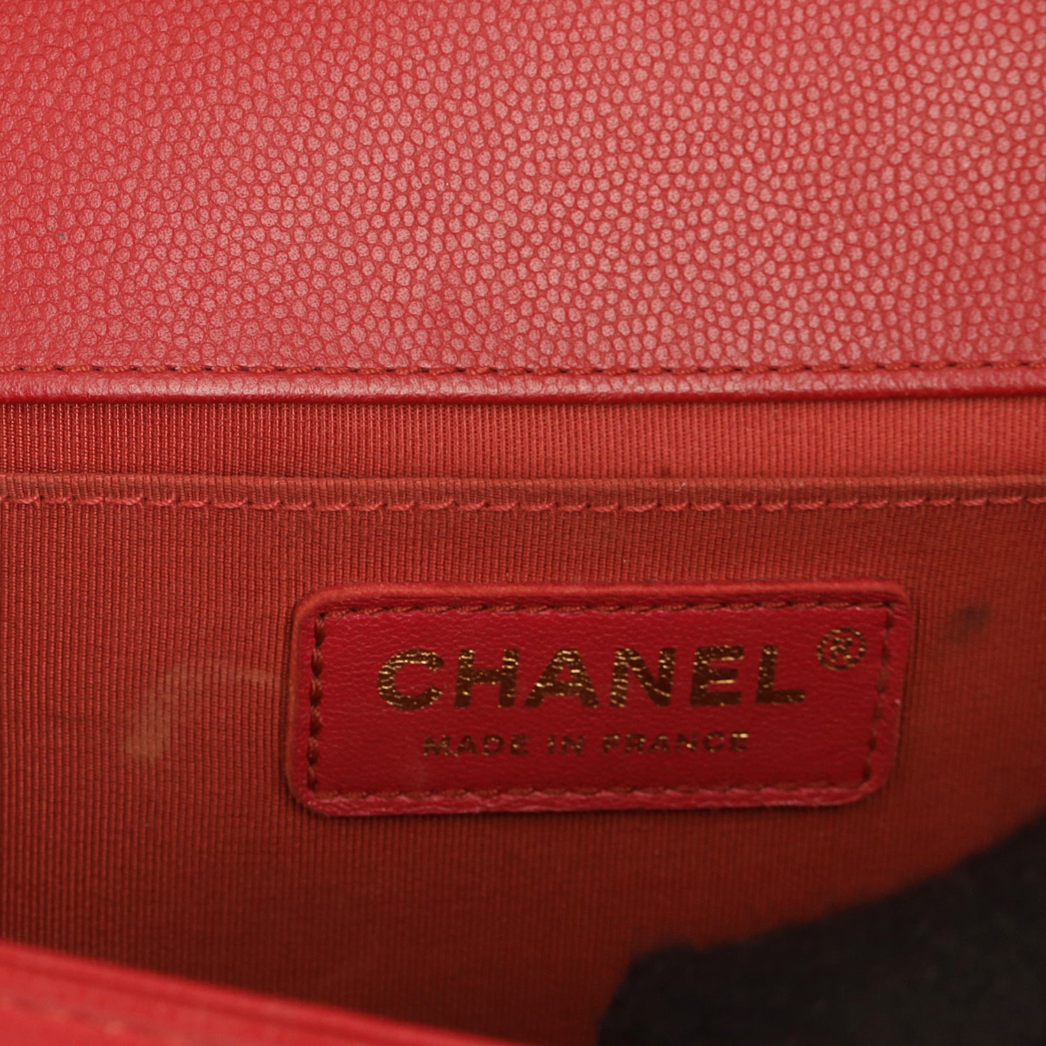 CHANEL Red Medium Lambskin Boy Flap Bag