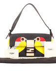 Fendi Denim Multicolor Beaded Fringe Qutweet Bird Baguette Bag