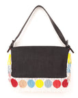 Fendi Denim Multicolor Beaded Fringe Qutweet Bird Baguette Bag