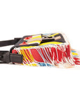 Fendi Denim Multicolor Beaded Fringe Qutweet Bird Baguette Bag