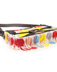 Fendi Denim Multicolor Beaded Fringe Qutweet Bird Baguette Bag