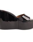 Alaia Black Patent Leather Platform Wedge Mules