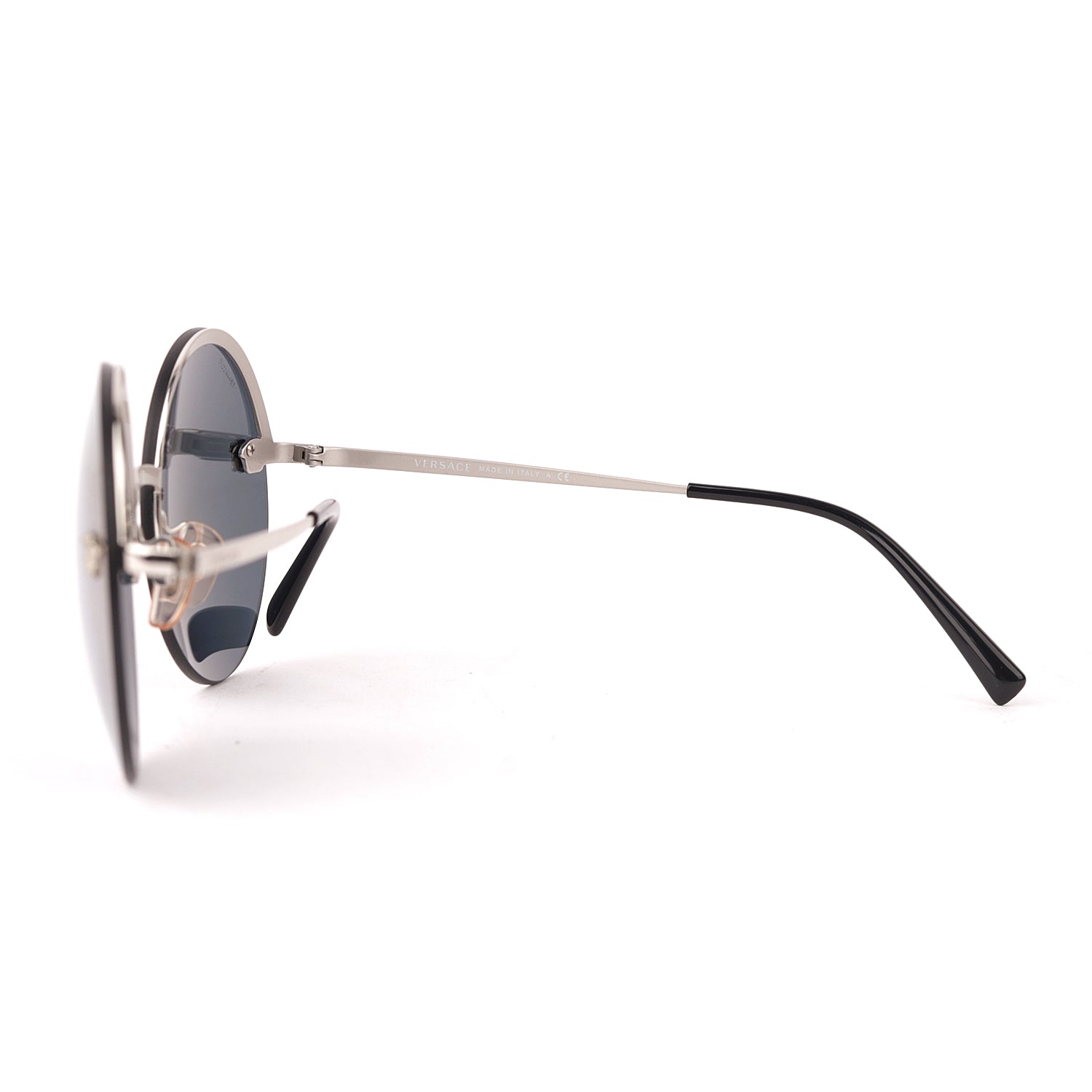 Versace Silver/Purple Metal MOD 2176 Medusa Rimless Round Sunglasses