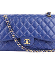 Chanel Blue Quilted Leather Classic Jumbo Double Flap Bag