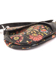 Christian Dior Black Canvas And Leather Vintage Floral Print Saddle Bag