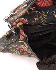 Christian Dior Black Canvas And Leather Vintage Floral Print Saddle Bag