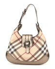 Burberry Metallic/Beige Nova Check PVC and Leather Brooke Hobo