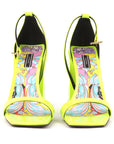 Versace Patent Leather Block-heel Sandals In Neon Yellow - Size EU 38.5