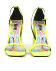 Versace Patent Leather Block-heel Sandals In Neon Yellow - Size EU 38.5