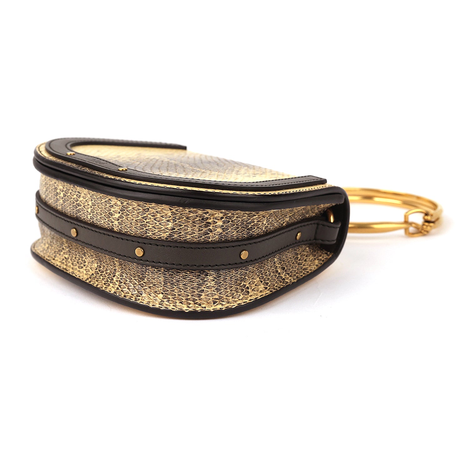 Chloé Python Skin Nile Bracelet Bag Beige/Black