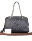 Gucci Navy Blue Leather Large Soho Shoulder Bag