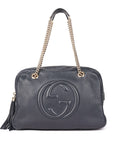 Gucci Navy Blue Leather Large Soho Shoulder Bag