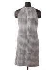 Michael Kors Black & White Check Gold Tone Choker Halter Neckline Dress