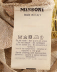 Missoni Bateau Neck Fluted fringe Chevron Metallic Crochet Knit Top Peach