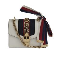 Calfskin White Mini Sylvite Chain Shoulder Bag