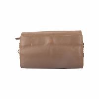 Brown Perforated Logo Leather Flap Crossbody Bag