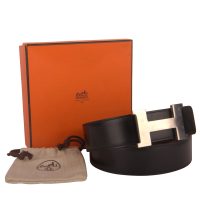 Black Constance Leather H belt
