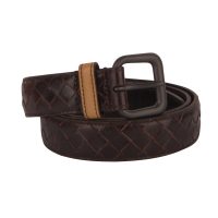 Tri-Color Intrecciato Leather Buckle Belt