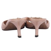 Beige Guccissima Patent Leather Peep Toe Horsebit Slides